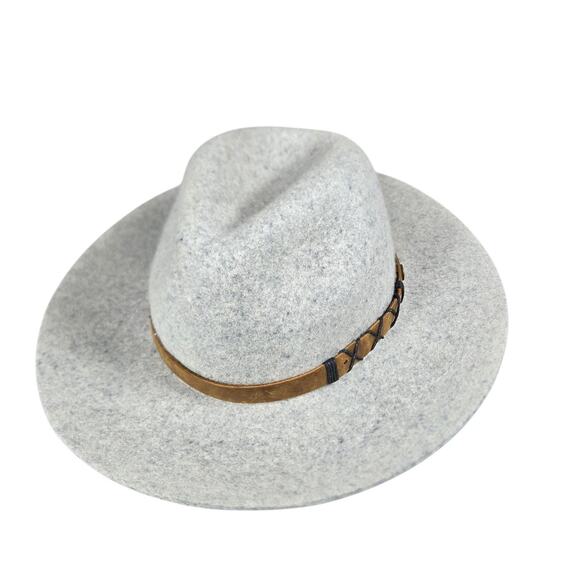Pistil Soho Hat Womens OSFM Wool Felt Dove Gray Wide Brim Leather Band Cross main image 7
